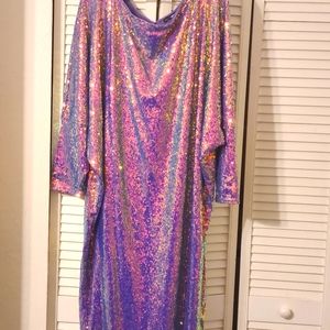 Iridescent purple sequin Fashion Nova shift dress